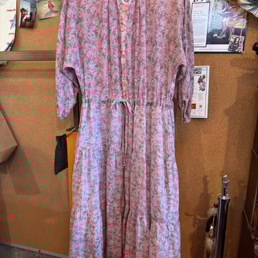 1970s Pink Floral Dress