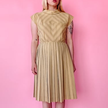 1960s Yellow and Silver Striped Dress, sz. M