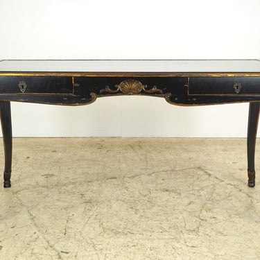 French Black & Gold Detailed Wood Writing Desk