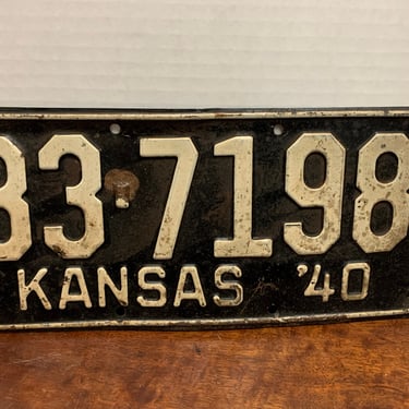 1940 Kansas License Plate 