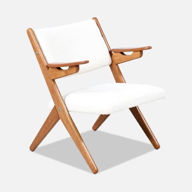 Danish Modern Sculpted Oak & Teak Arm Chair by Arne-Hovmand Olsen