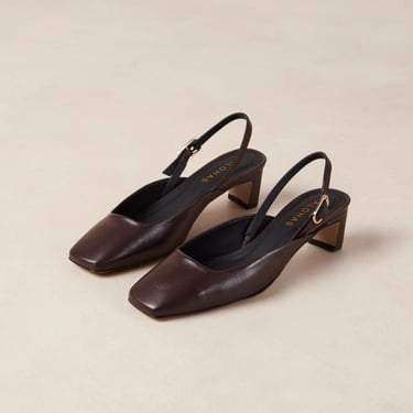Lindy leather pumps, coffee brown