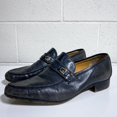 Vintage Gucci Black Leather Loafers (44)