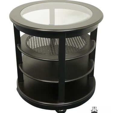 STANLEY FURNITURE Contemporary Modern Black Painted 28" Round Tiered Accent End Table 503-83-82 