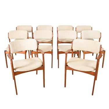 Set of 10 (2 Arm + 8 Side) Danish Modern Teak Dining Chairs by Erik Buch