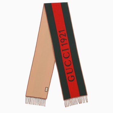 Gucci Scarf With Web Motif In Jacquard Wool Men
