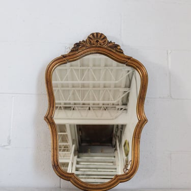 vintage french gilt wall mirror with shell cornice