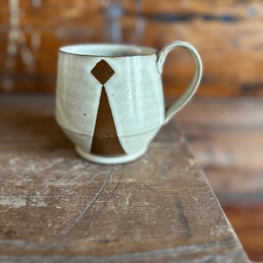 Mug -Warm White with Brown Geometrics 