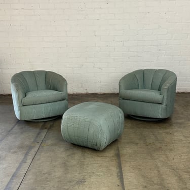 Channel tufted barrel chair and ottoman- Set 