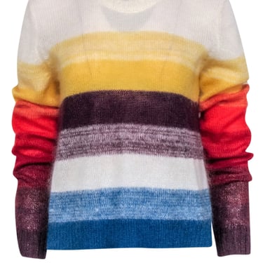 Cinq a Sept - White &amp; Multicolor Stripe Mohair w/ Wool blend Sweater Sz M