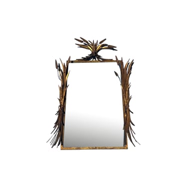 vintage gilded sheaf of wheat gold wall mirror gilt Hollywood regency 1940s 