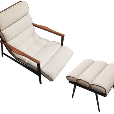 Mid Century Modern Scandinavian Lounge Chair and Ottoman 