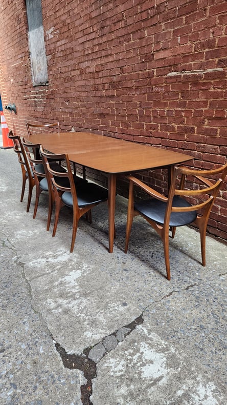 Walnut Dining Set with 6 Chairs