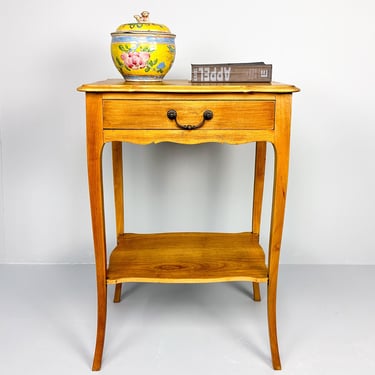 Vintage Wooden Side Table | Pedestal Plant Stand | Hall or Accent Table 