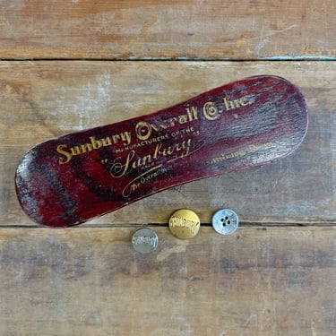 Vintage Sunbury Overalls Company Advertising Brush and 3 Buttons 