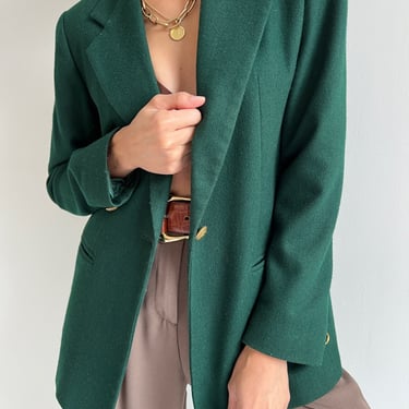 Vintage Emerald Forest Wool Blend Blazer