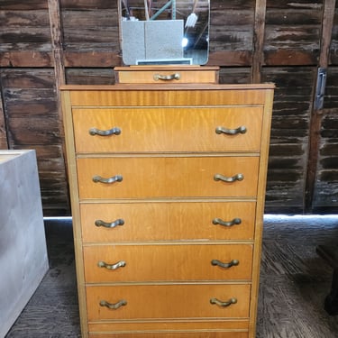 Vintage 5 drawer Dresser with Mirror 34.5 x 70.25 x 19