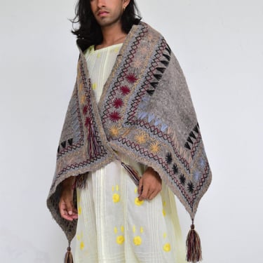 Vintage Mexican Cape. Embroidered Poncho. 