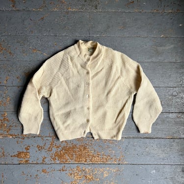 1950s Minnesota Knits Wool Waffle Cardigan Sweater 
