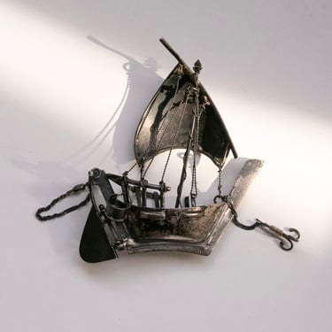 Vintage Sterling Silver Articulating Boat 