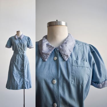 1950s Cotton Bob Evans Diner Uniform Dress 