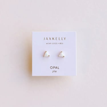 JXK Mini White Opal Stud Earrings