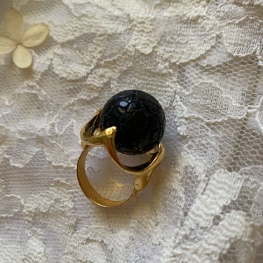Marbled Agate Black Ring