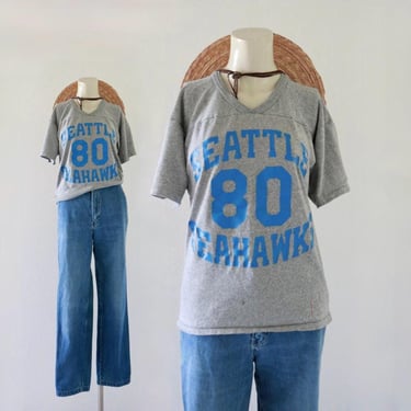 worrrn 80s Seattle Seahawks tee - m - vintage single stitch womens 1980s Steve largent 80 short sleeve football sports Washington t-shirt 