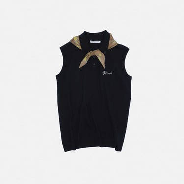 Dark Blue Sleeveless Knit Polo w/ Scarf