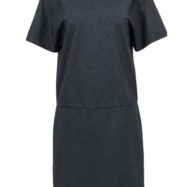 Lafayette 148 - Grey Short Sleeve Drop Waist Midi Dress Sz M