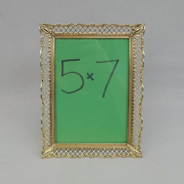 Vintage Goldtone Metal Filigree Picture Frame - Nice Corner Pieces - Holds 5