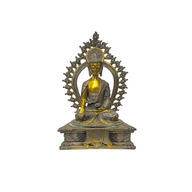 Vintage Pewter Copper Color Metal Sitting Amitabha Buddha Statue ws3785E 