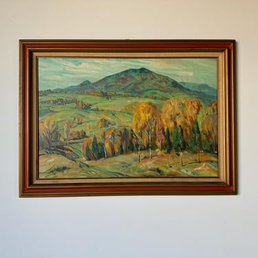 1970's Vintage Benedict Autumn Landscape Oil Painting, Framed 