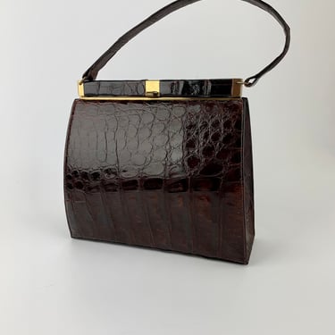 1950s Top Handle Alligator Handbag - Genuine Quality Alligator - Luxury Vintage Goods - Excellent Condition 