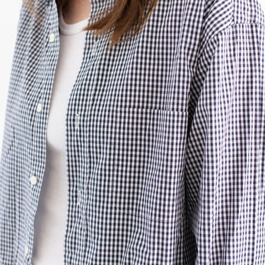 Vintage Black White Gingham Plaid Button Down Shirt | Unisex Cotton Oxford Studio Workwear | M | 