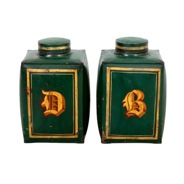 Pair of English Tea Canisters 19th Century