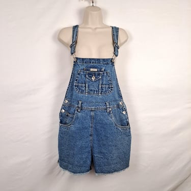 Vintage 90s Denim Shorts Overalls 