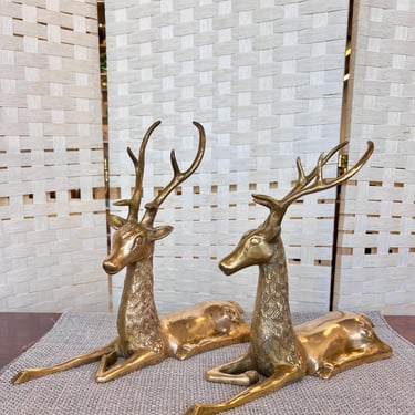 Pair Brass Deer by Sarreid Ltd.