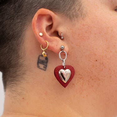 Danielle Bernard Design - Leather Heart Earrings