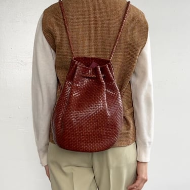 90s Whiskey Woven Leather Backpack