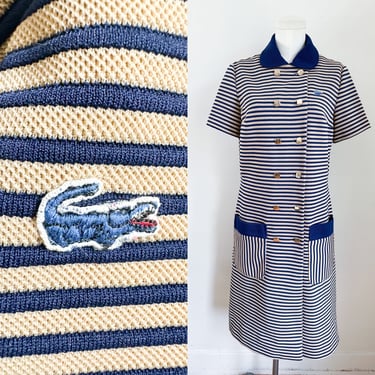 Vintage 1960s Lacoste Striped Knit Dress / M 
