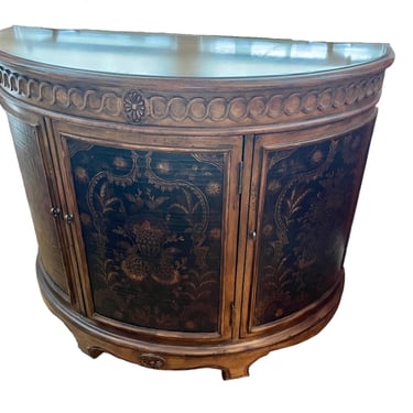Hand Painted Wood Demilune Accent Cabinet  Commode NJ220-22