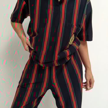 Vintage Bold Striped Leisure Pant Set