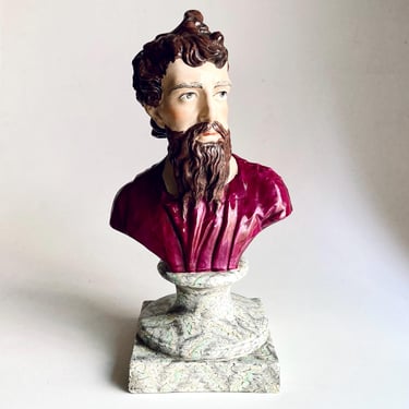 Fine Antique Staffordshire Pottery Bust of Plato in Manner of Enoch Wood 14” 