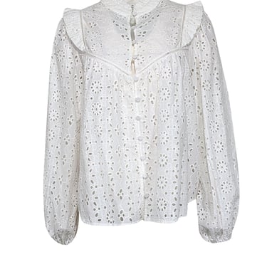 Kivari - White Eyelet Lace Long Sleeve Blouse Sz 6