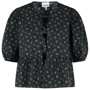 Ganni Black Cotton Blouse Women