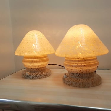 Two beautiful Murano glass lamps, Mushroom lamp, Vintage Lamp, Very old lamps, Very rare, Vintage Lighting 