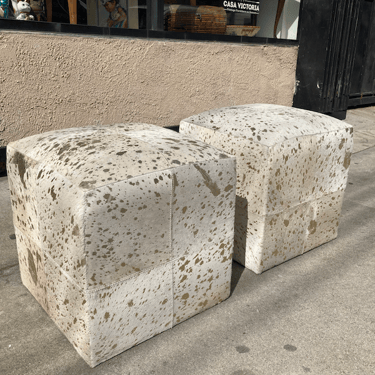 Farmhouse Chic | Pair of Cowhide Stools