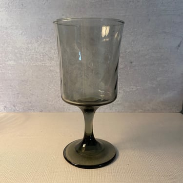 Set 5 MCM Libbeys Smoke Glass Optic Swirl Water/Wine Goblets 