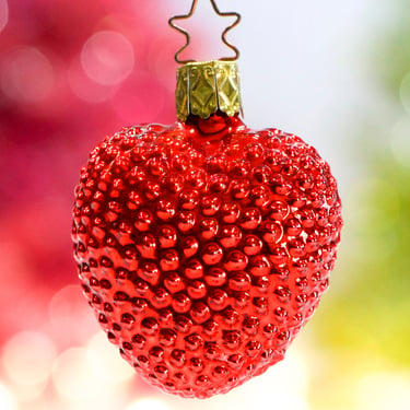 VINTAGE: German Inge Mercury Glass Heart Ornament - Blown Figural Glass Ornament - Made in Germany - SKU 30-402-00030892 